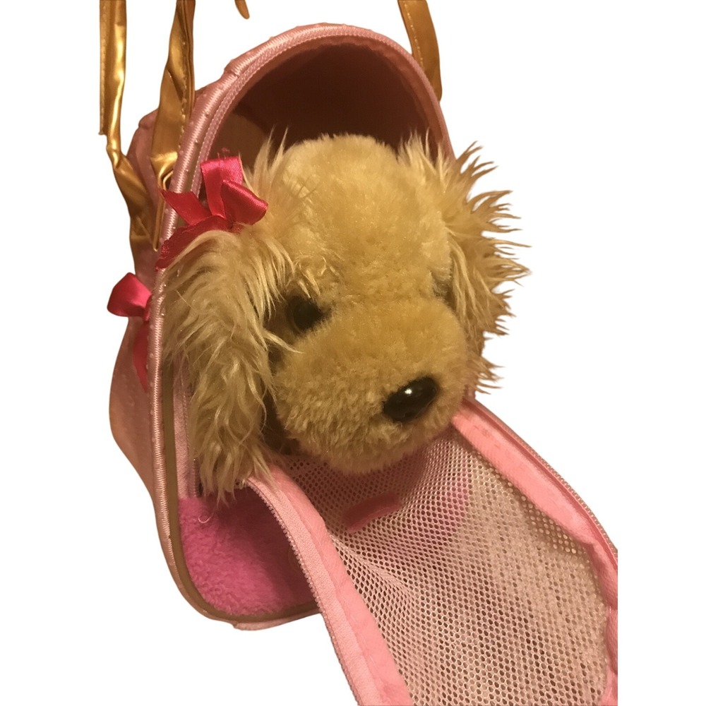 Pucci Pups Pink Dog Carrier Bag Purse with‎ Plush Dog Toy Bows